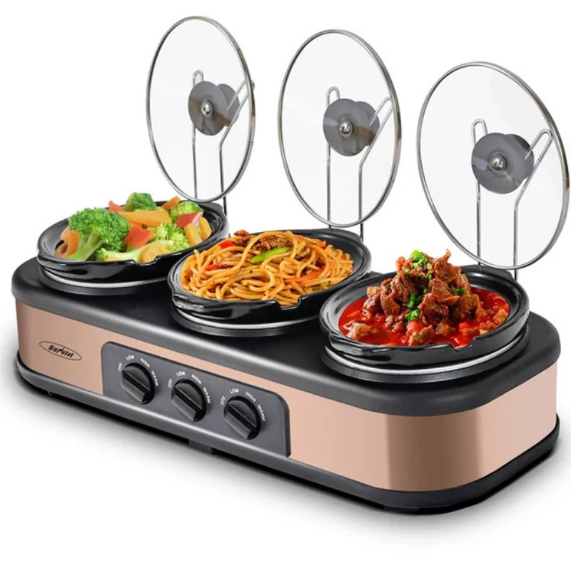 TripleCook - Drievoudige Slow Cooker met Verwijderbare Potten
