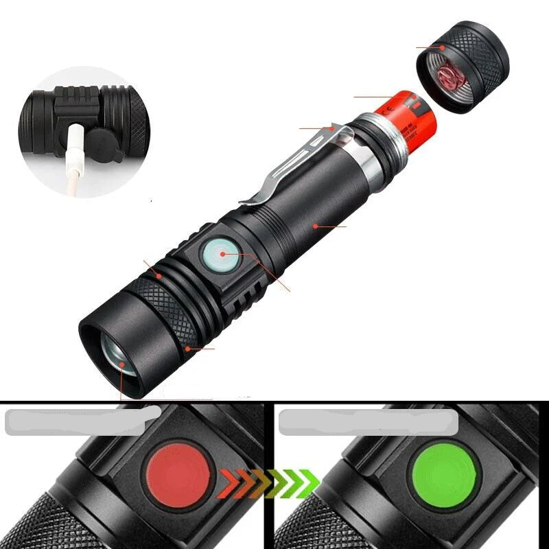 TitanTorch - Oplaadbare batterijgevoede ongelooflijk felle 90000LM LED tactische zaklamp met zoomfunctie