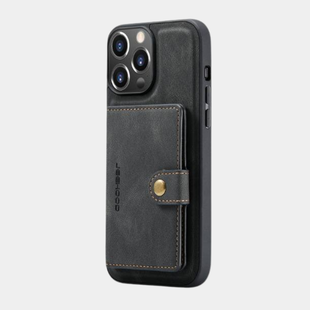 MobiiSafe - Lederen iPhone hoes met portemonnee