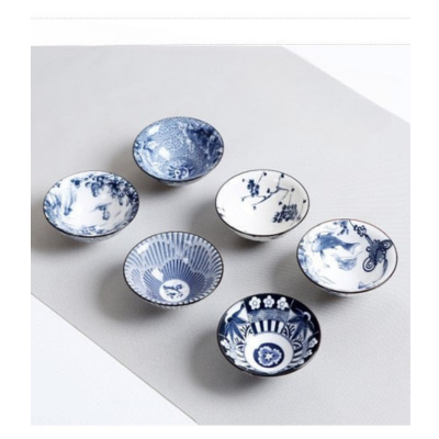 Heritaste - Elegante 6-delige Vintage Blauw en Witte Theekopjes Set