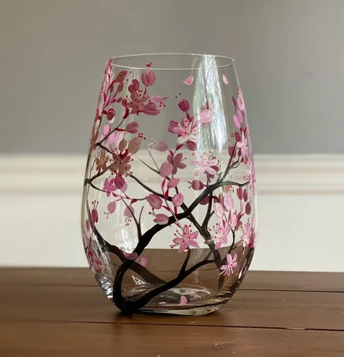 SeasonsCraft - Four Seasons Tree Wijnglazen - Handgeschilderde Kunst