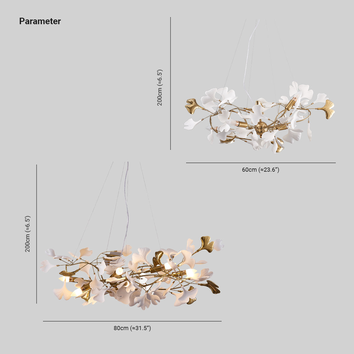 StylishLoom | Ginkgo Leaf LED Kroonluchters Goud/Wit Metaal/Keramiek Slaap/Eetkamer/Woonkamer