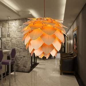 PineFusion - Handgemaakte houten plafondlamp met dennenappel