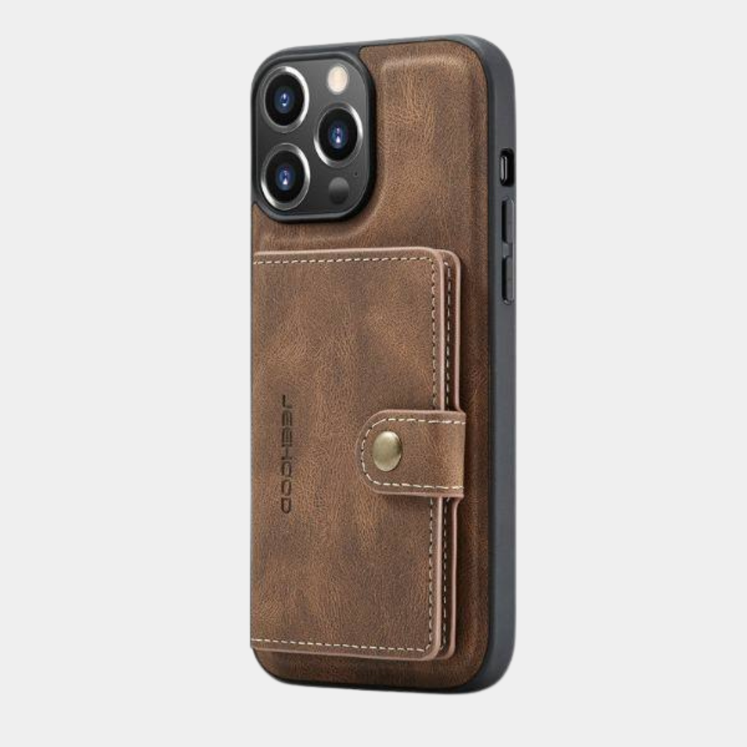 MobiiSafe - Lederen iPhone hoes met portemonnee