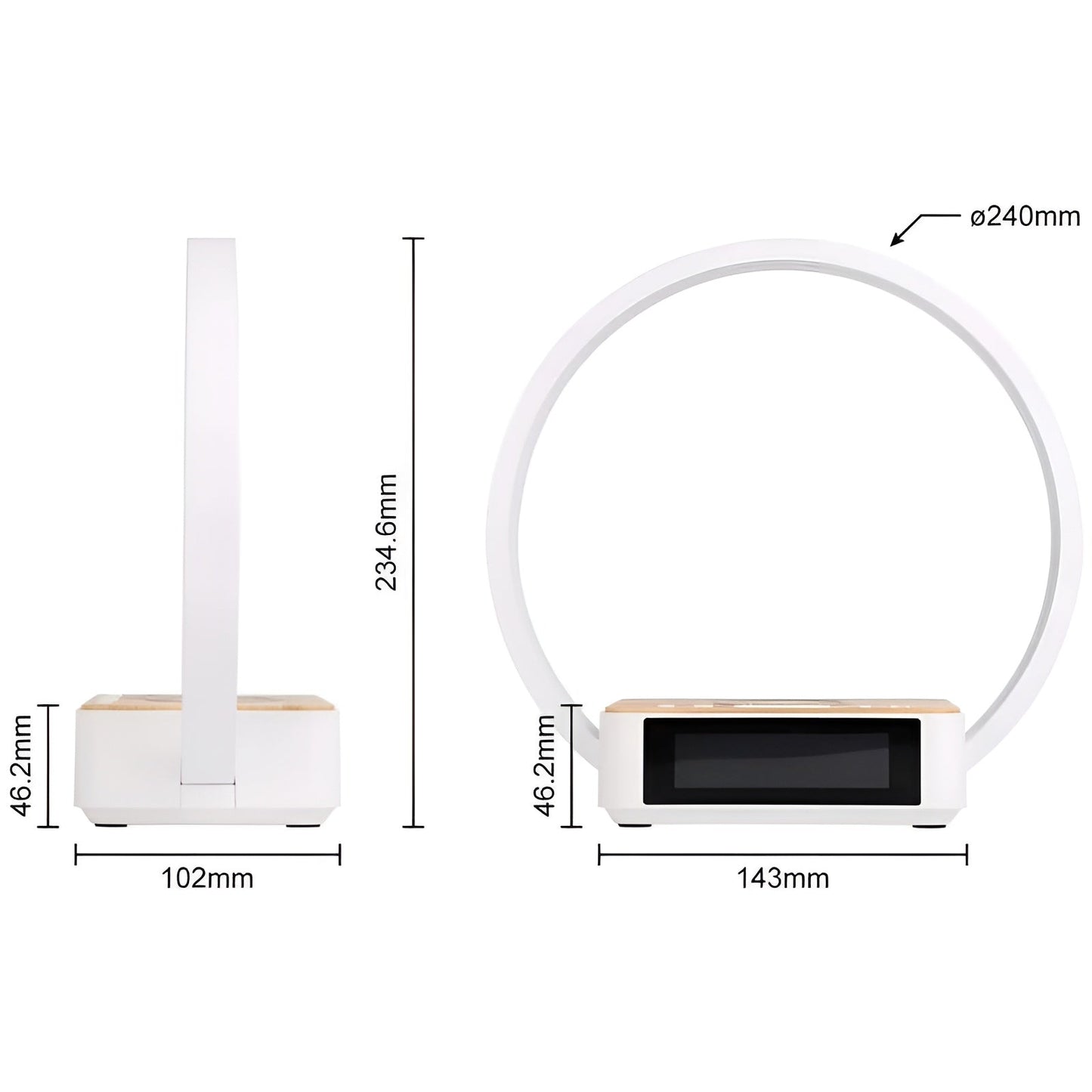 ChargeGlow - Moderne tafellamp met alarm en draadloze oplaadmogelijkheden