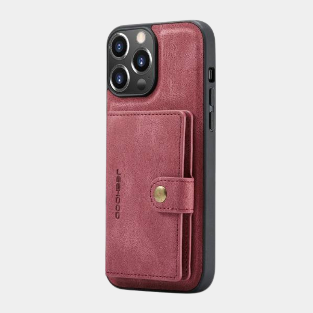 MobiiSafe - Lederen iPhone hoes met portemonnee