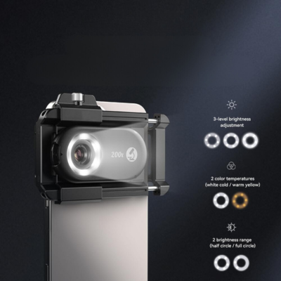 LumeLens - iPhone Zoomlens, 12 LED-modi, CPL-lens, Heldere en Stabiele Beelden (Zwart)