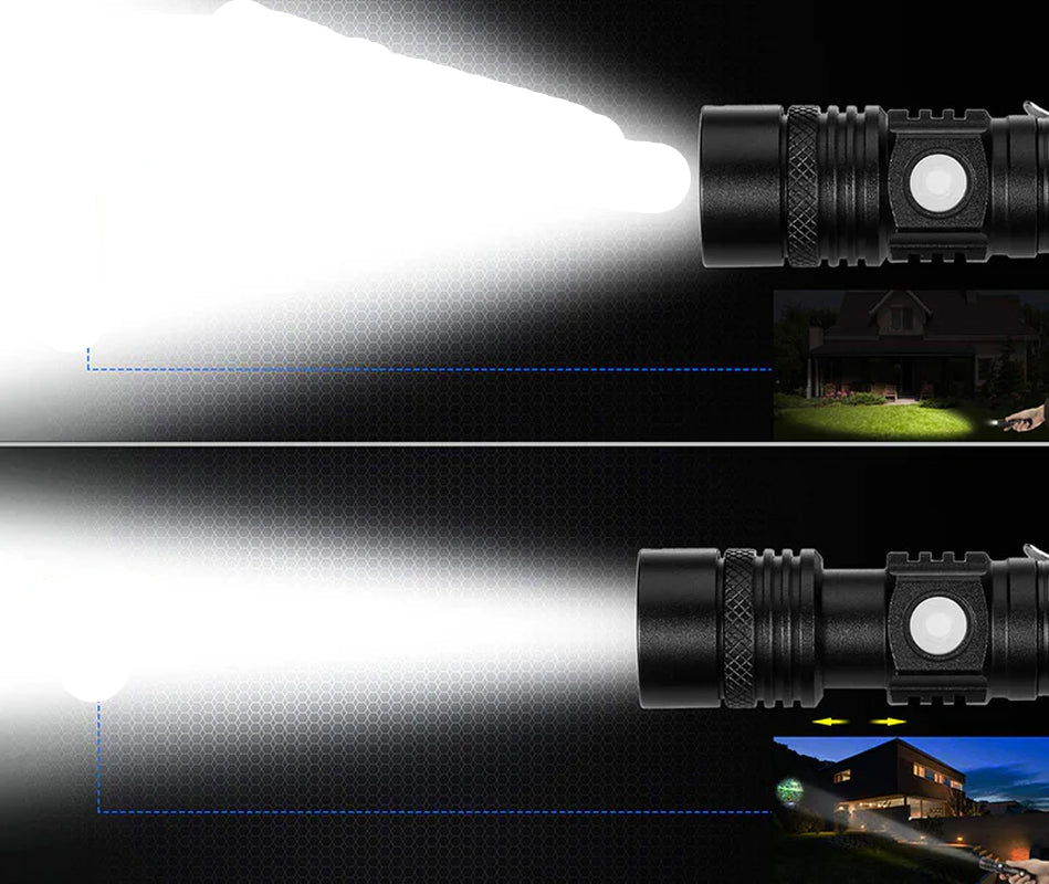 TitanTorch - Oplaadbare batterijgevoede ongelooflijk felle 90000LM LED tactische zaklamp met zoomfunctie