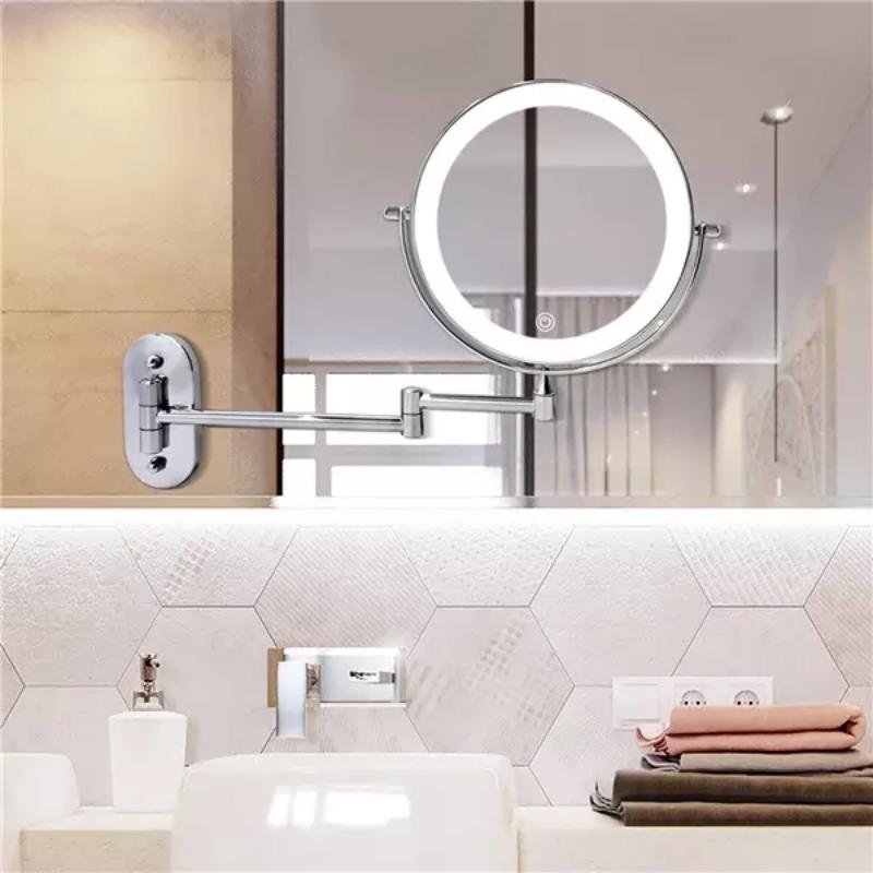 GlowMirror - Chroomzilver Oplaadbare LED vergrotende spiegel voor make-up en badkamer