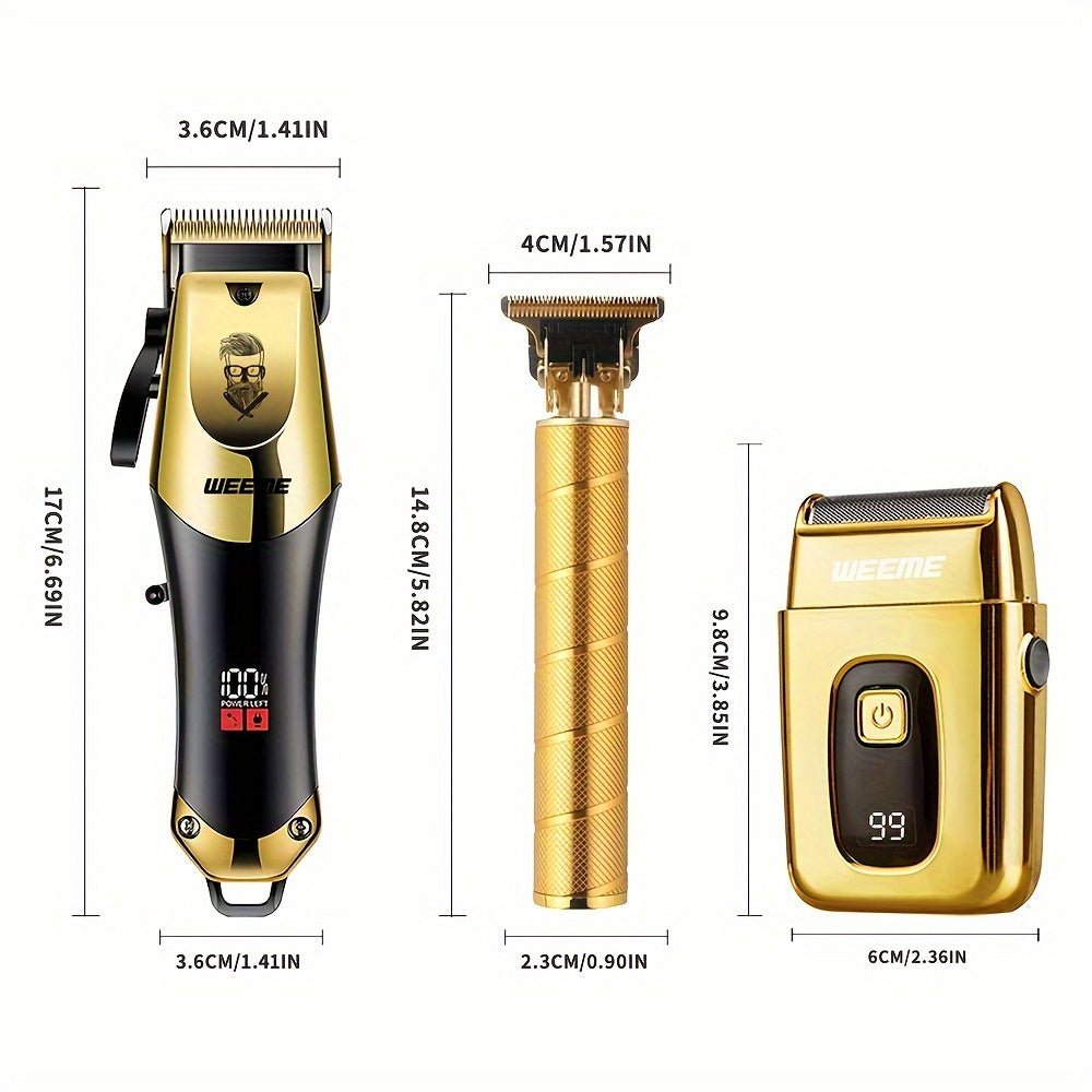 GroomTech - Draadloze gouden tondeuse met LCD display