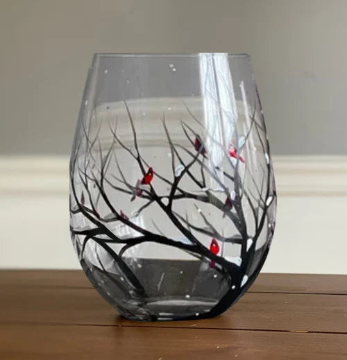 SeasonsCraft - Four Seasons Tree Wijnglazen - Handgeschilderde Kunst