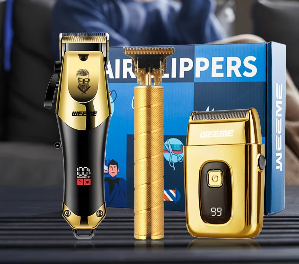 GroomTech - Draadloze gouden tondeuse met LCD display