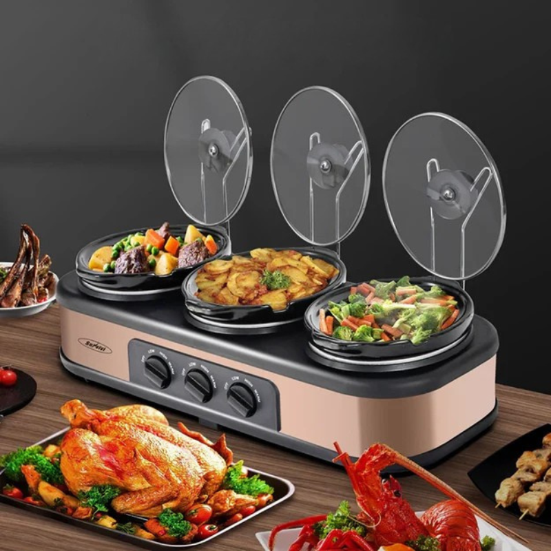 TripleCook - Drievoudige Slow Cooker met Verwijderbare Potten