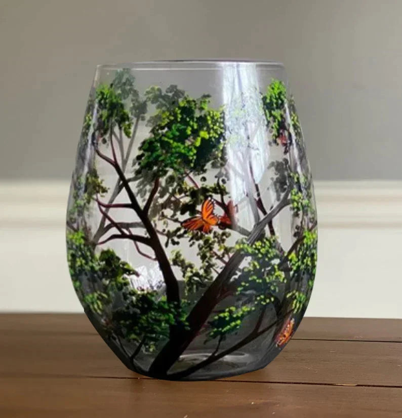 SeasonsCraft - Four Seasons Tree Wijnglazen - Handgeschilderde Kunst