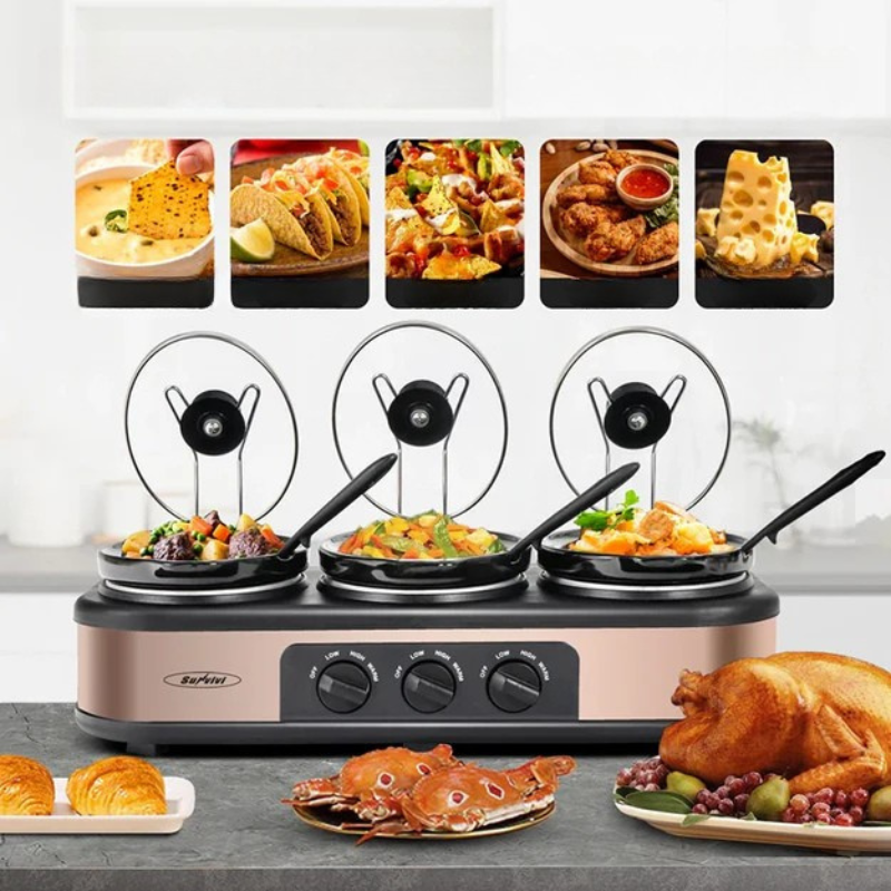 TripleCook - Drievoudige Slow Cooker met Verwijderbare Potten