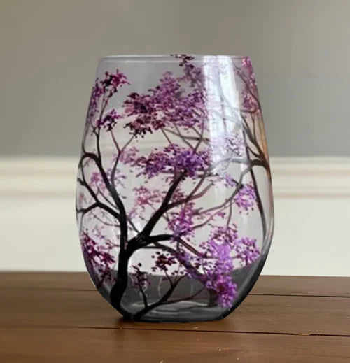 SeasonsCraft - Four Seasons Tree Wijnglazen - Handgeschilderde Kunst