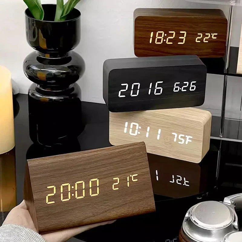 Woodwatch - Digitale houten wekker met temperatuurweergave