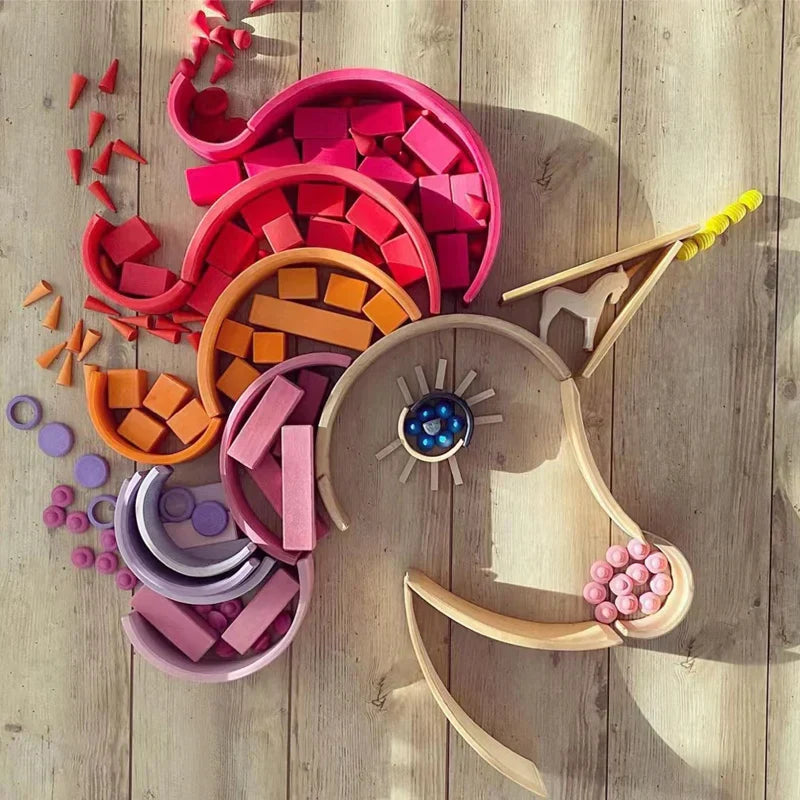 ColorCraftBlocks - Houten Wonderen - Regenboog bouwblokken