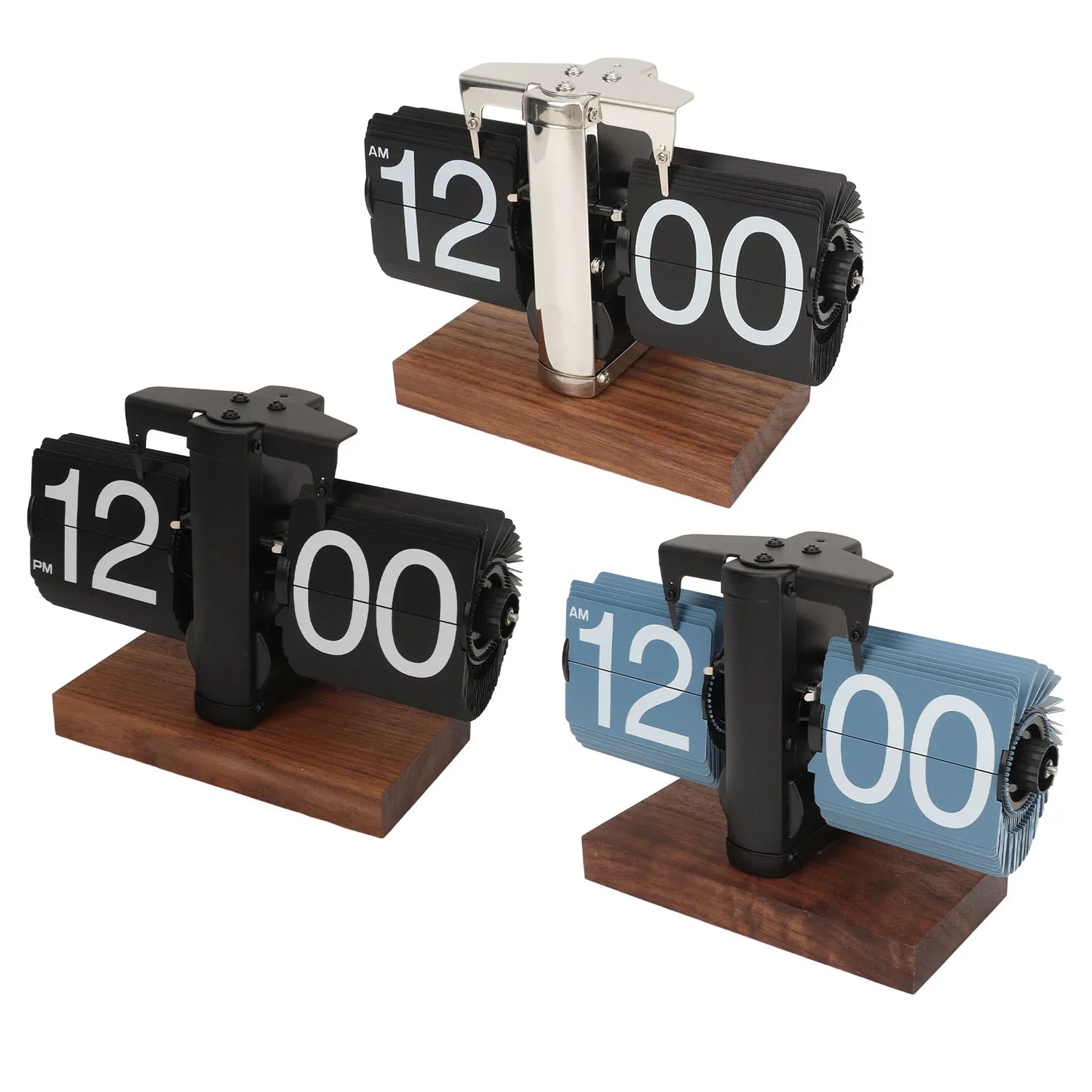 ClockCraft - Vintage flip klok walnoot hout