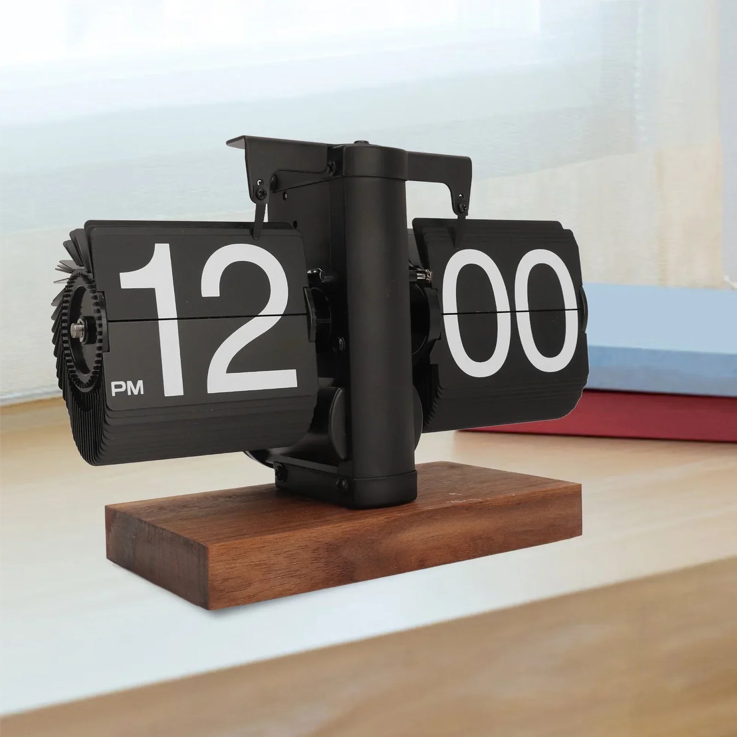 ClockCraft - Vintage flip klok walnoot hout