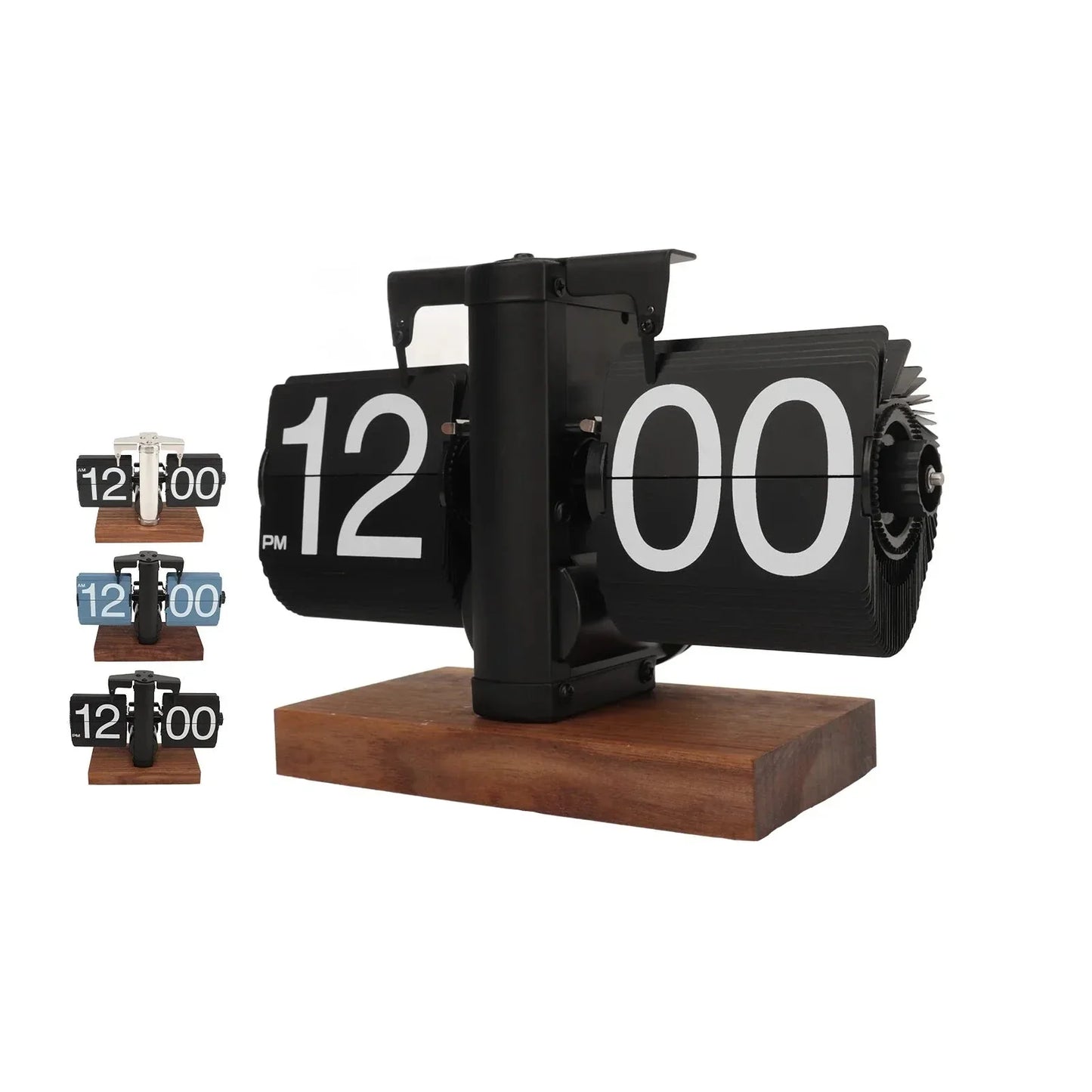 ClockCraft - Vintage flip klok walnoot hout