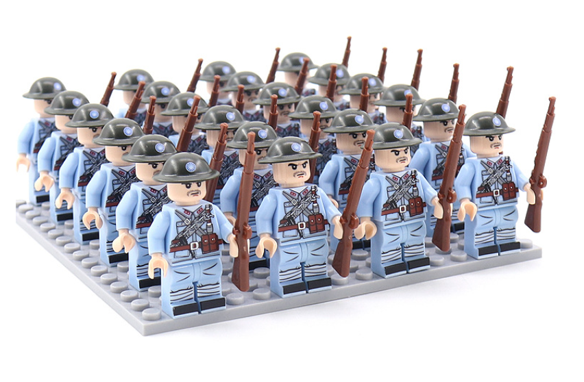 BattleBricks - Set van 21 militaire bouwstenen uit WOII - Duits, Frankrijk, Italië, China