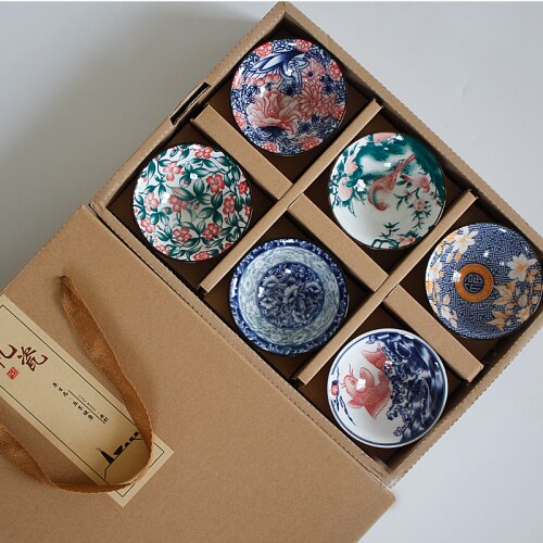 Heritaste - Elegante 6-delige Vintage Blauw en Witte Theekopjes Set