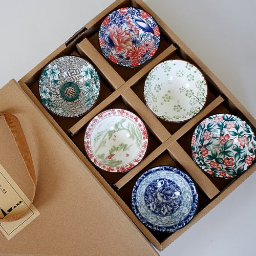 Heritaste - Elegante 6-delige Vintage Blauw en Witte Theekopjes Set