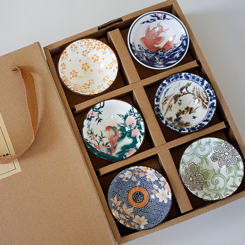Heritaste - Elegante 6-delige Vintage Blauw en Witte Theekopjes Set