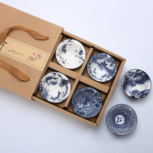 Heritaste - Elegante 6-delige Vintage Blauw en Witte Theekopjes Set