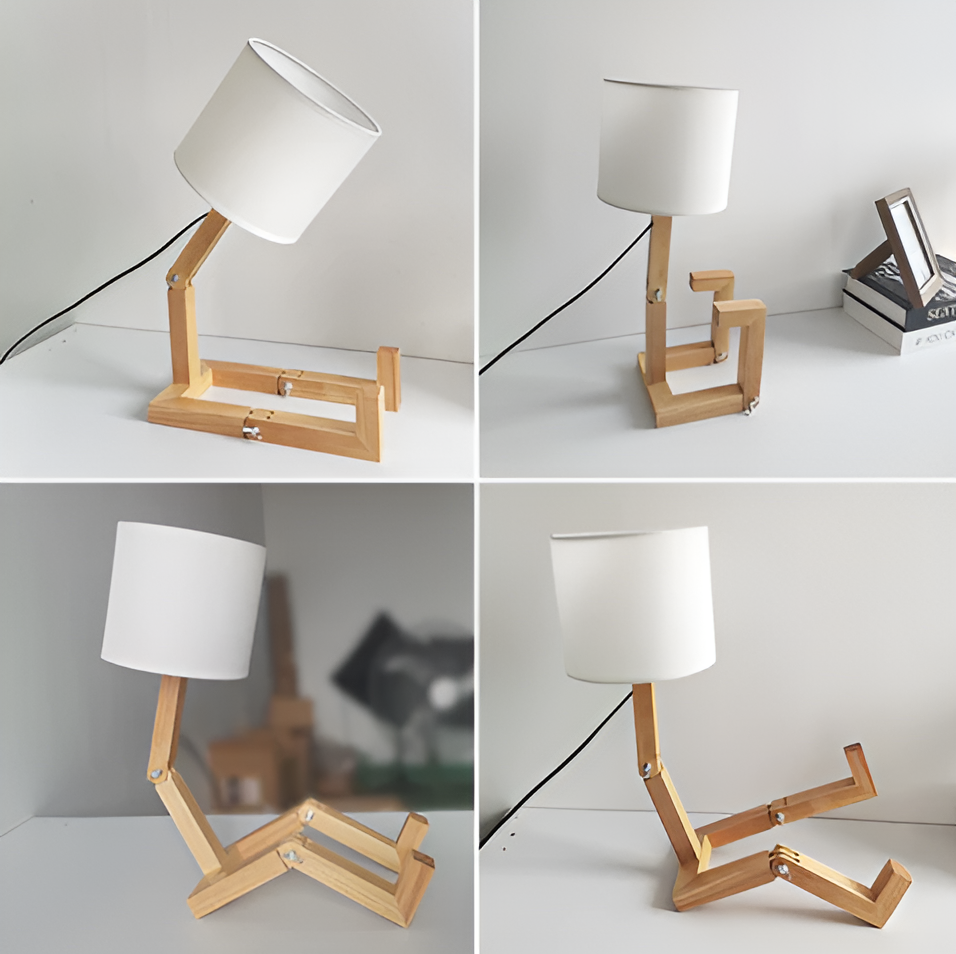 RoboLume - Flexibele houten robot bureaulamp