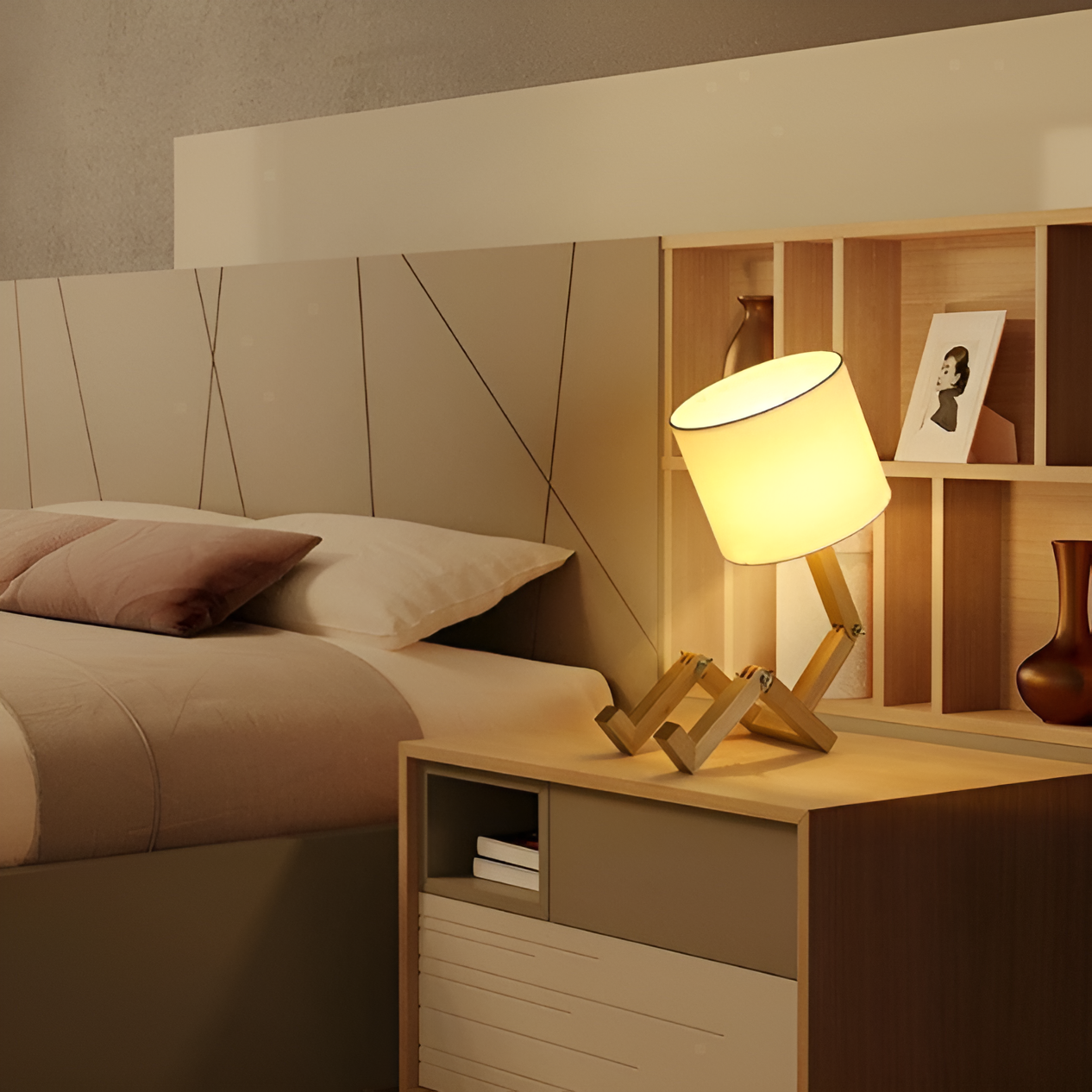 RoboLume - Flexibele houten robot bureaulamp