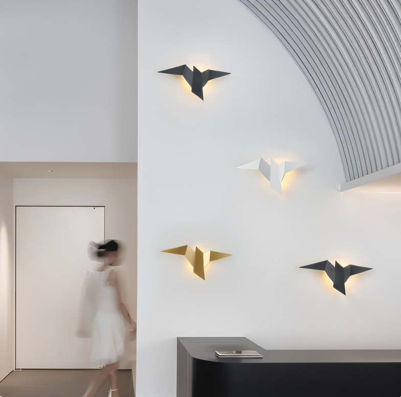 FeatherLux - Geometrische origami vogel wandlamp