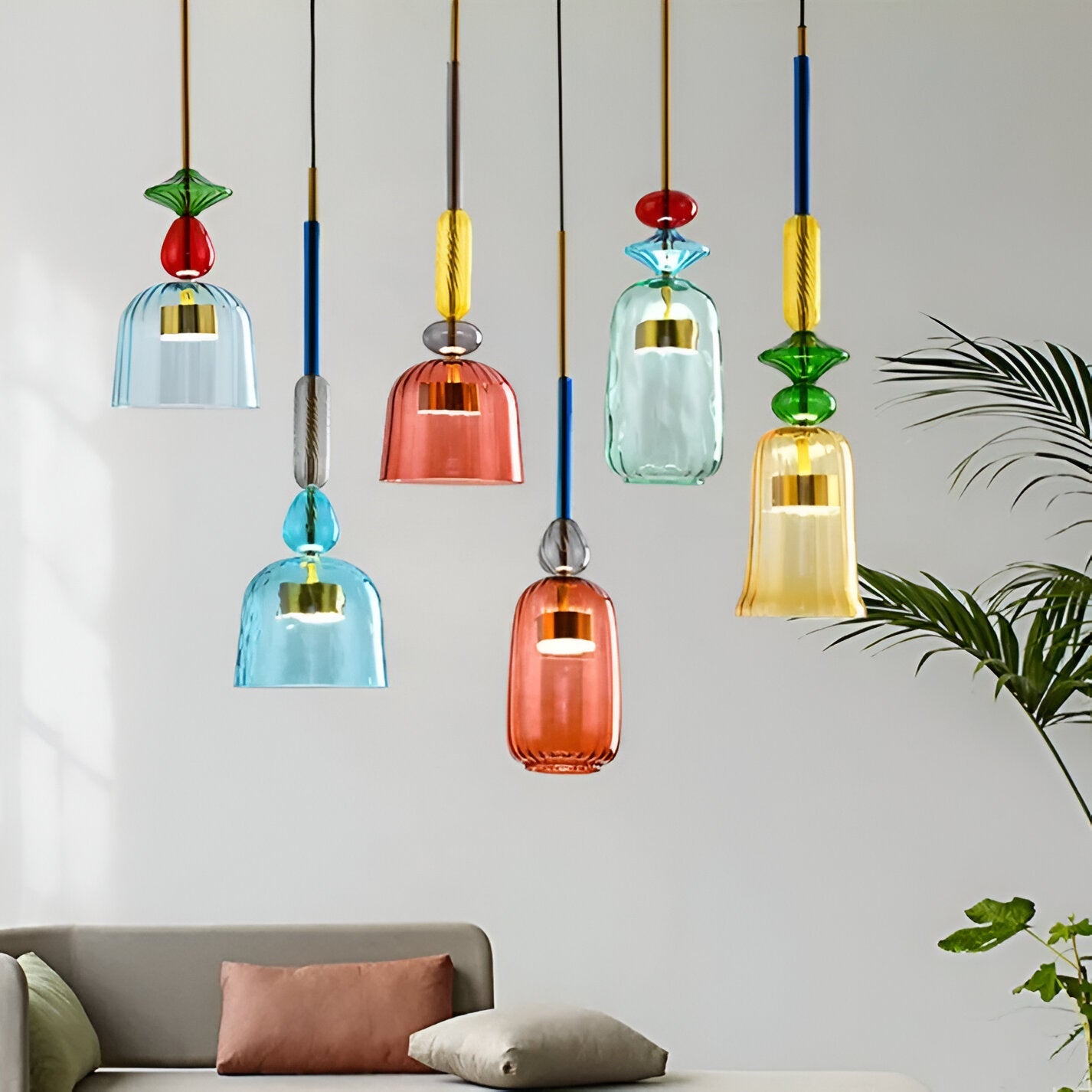 MacaronLight - Kleurrijke Glas Pendellamp met Macaron Design