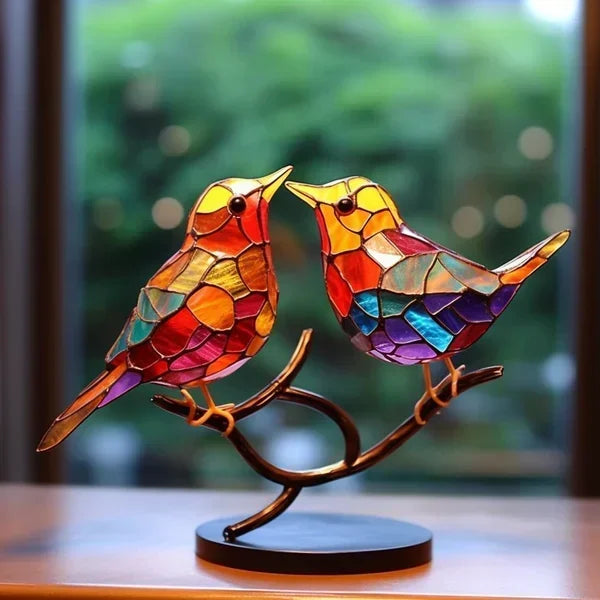 AetherFlair - Handgemaakte kleurrijke glazen vogel voor decor
