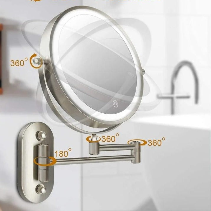 GlowMirror - Chroomzilver Oplaadbare LED vergrotende spiegel voor make-up en badkamer