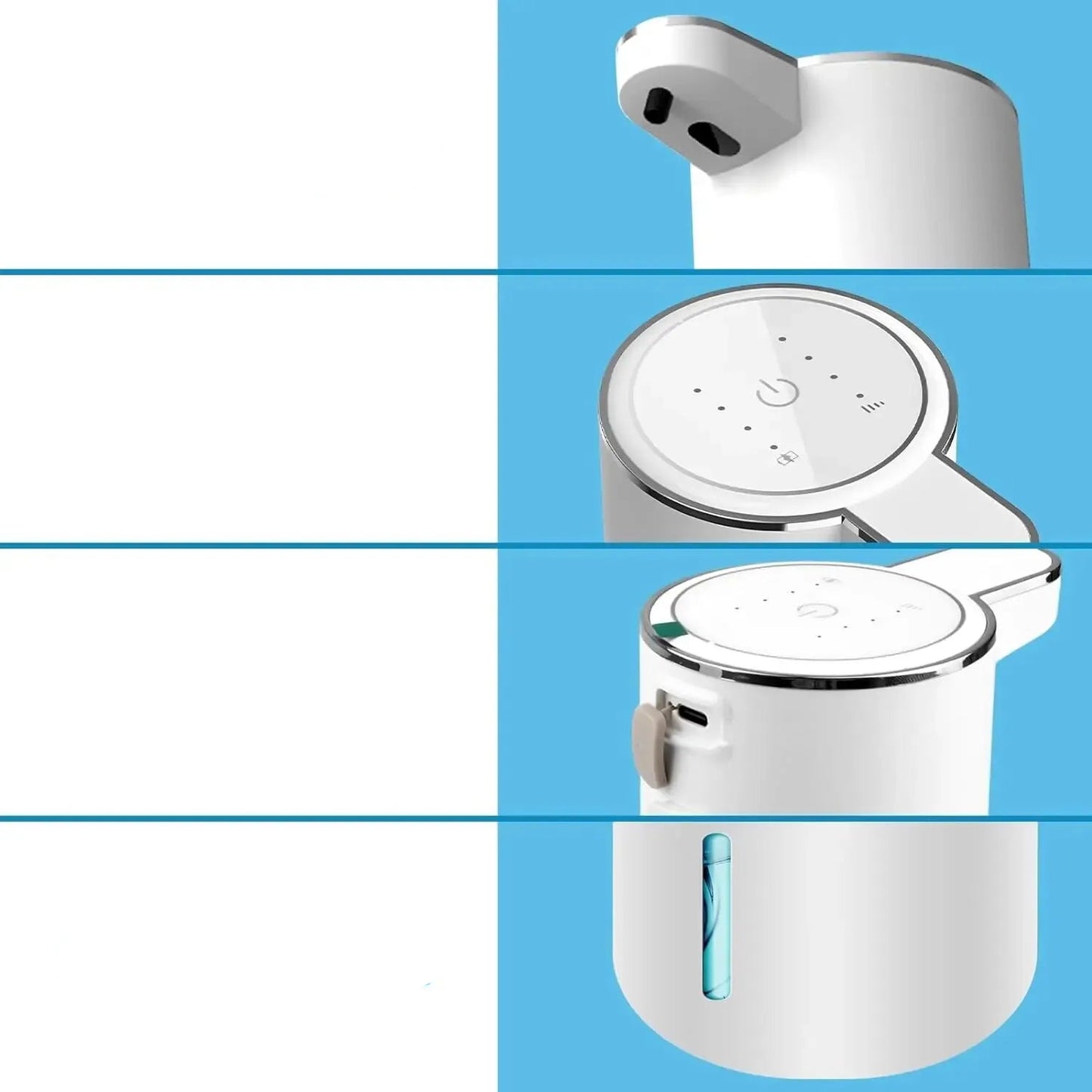 LumaFoam - Automatische Zeepdispenser met Touchloze Schuimfunctie 380ml USB Oplaadbare Elektrische Schuimdispenser met Vier Verstelbare Niveaus