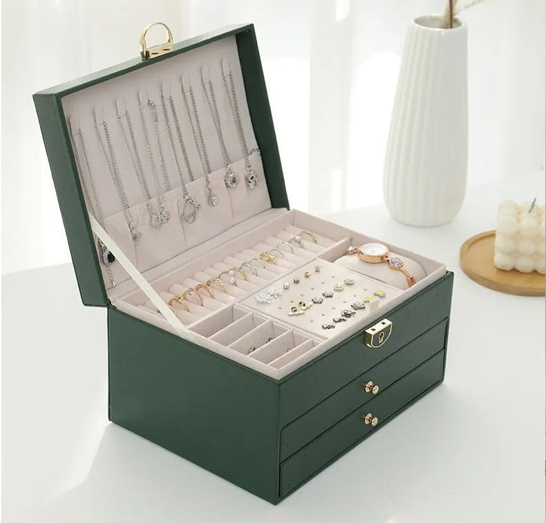 Jewellea - Mehrschichtige Leder-Schmuckschatulle