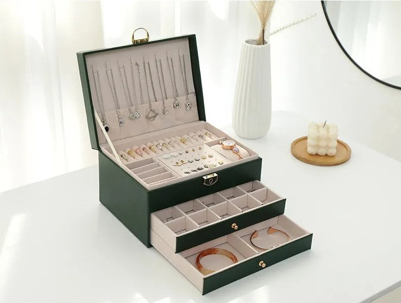 Jewellea - Mehrschichtige Leder-Schmuckschatulle