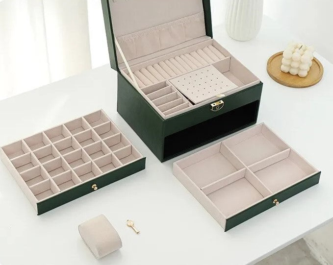 Jewellea - Mehrschichtige Leder-Schmuckschatulle