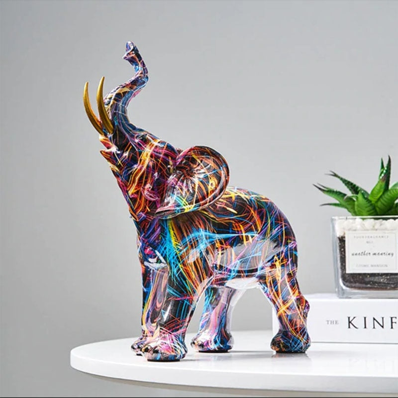 Elephantique - Kleurrijk olifantenbeeld voor interieur