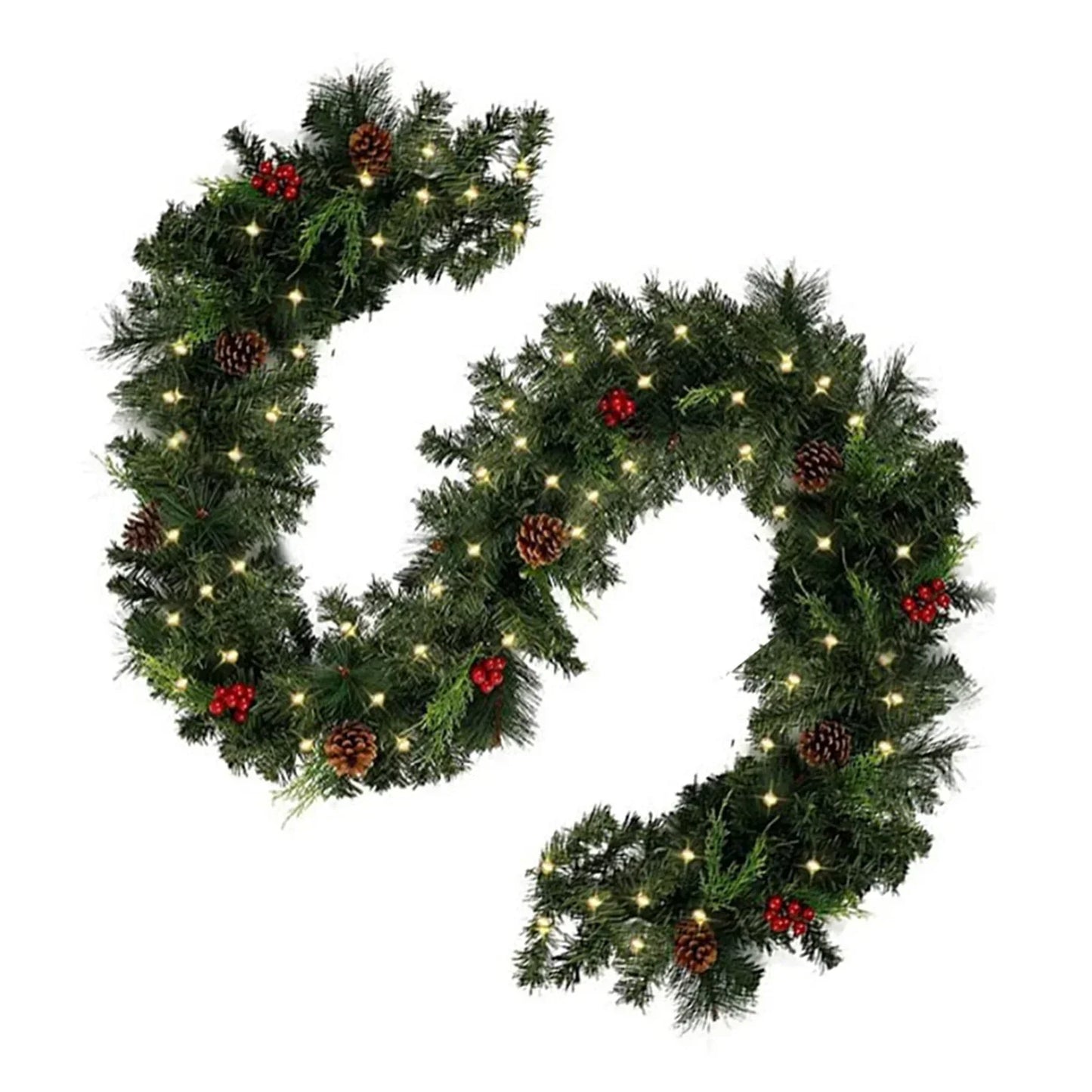 HolidayCharm - Elegante kerstguirlande met bessen en dennenappels