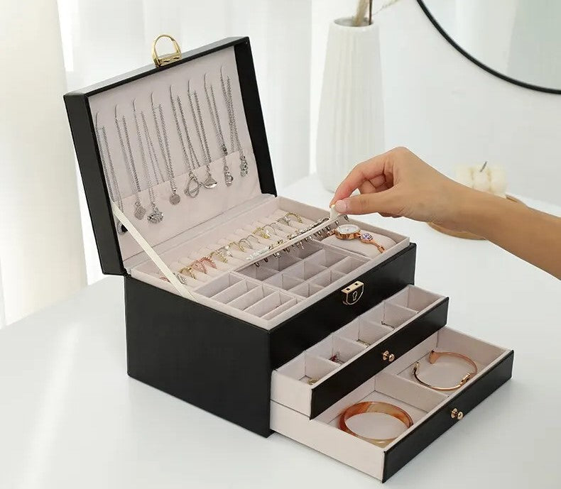 Jewellea - Mehrschichtige Leder-Schmuckschatulle