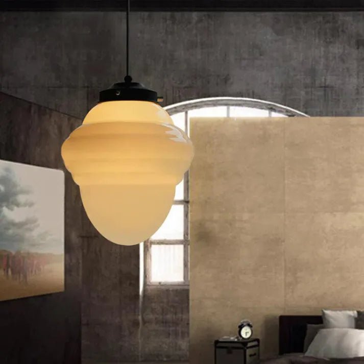 LumoCraft - Vintage witte matglazen geometrische kruik hanglamp