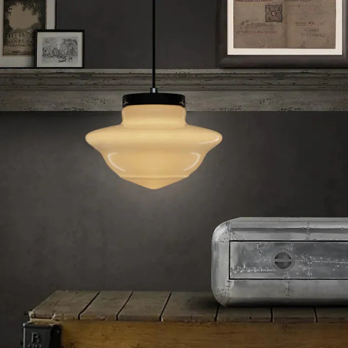 LumoCraft - Vintage witte matglazen geometrische kruik hanglamp