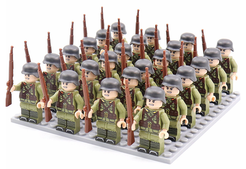 BattleBricks - Set van 21 militaire bouwstenen uit WOII - Duits, Frankrijk, Italië, China