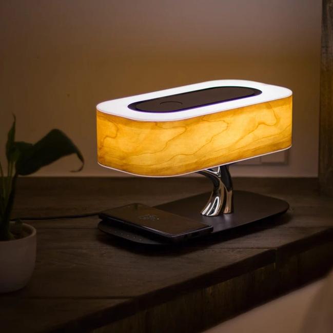 BrightSync - LED-tafellamp met draadloos opladen en Bluetooth-luidspreker
