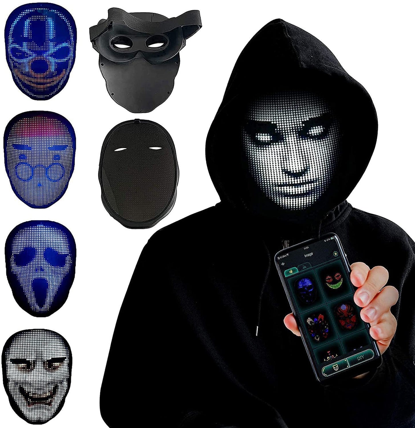 IlluMask - Heroplaadbaar LED masker met veranderend gezicht