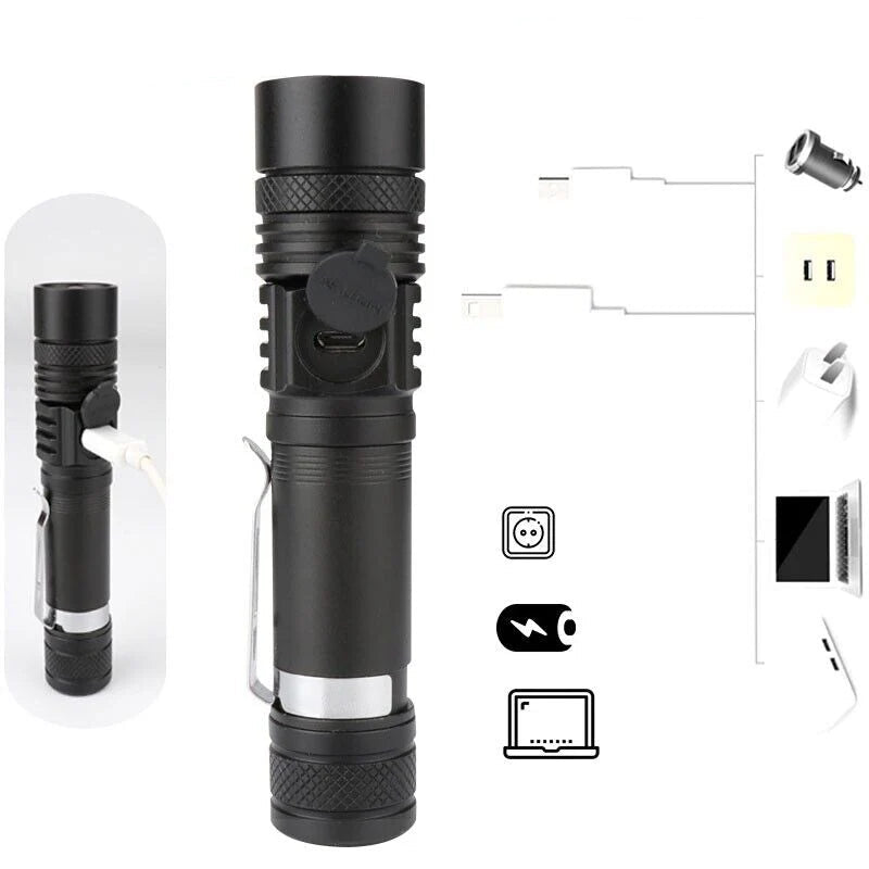TitanTorch - Oplaadbare batterijgevoede ongelooflijk felle 90000LM LED tactische zaklamp met zoomfunctie