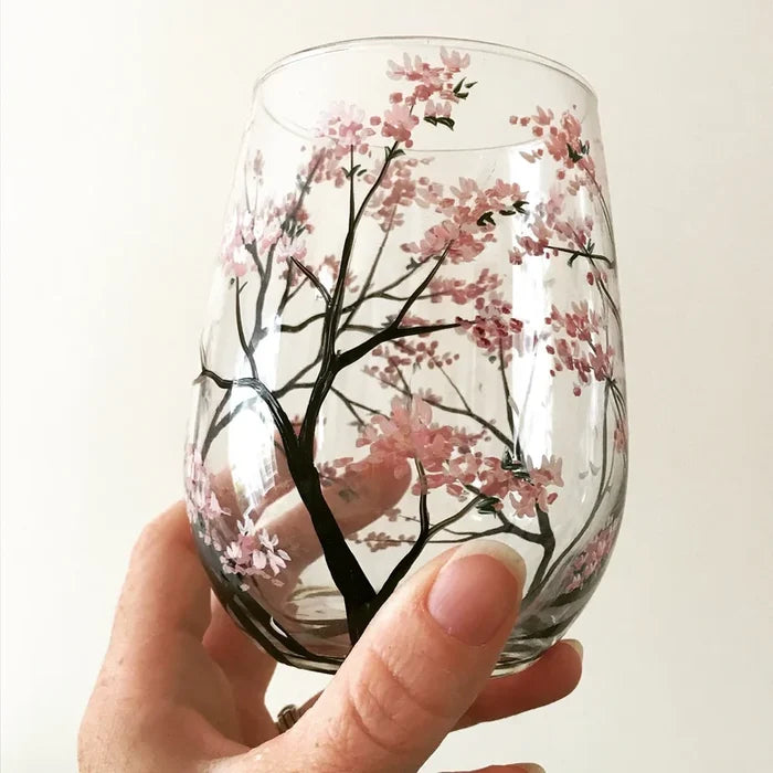 SeasonsCraft - Four Seasons Tree Wijnglazen - Handgeschilderde Kunst